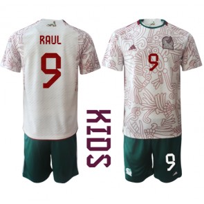Mexico Raul Jimenez #9 Replika Babytøj Udebanesæt Børn VM 2022 Kortærmet (+ Korte bukser)